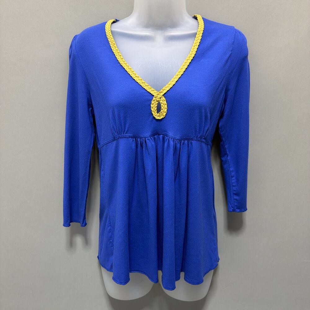 Boston Proper Womens Blue Sz S Stretch Jersey Knitted Top Blouse